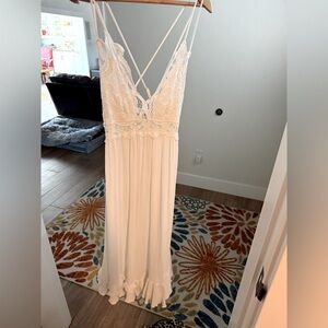 Skylar + Madison Cream Backless Lace Dress
